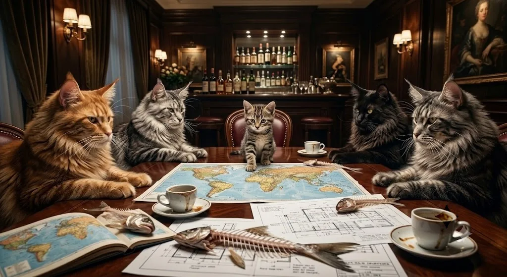 Cate and the council plotting over a world map