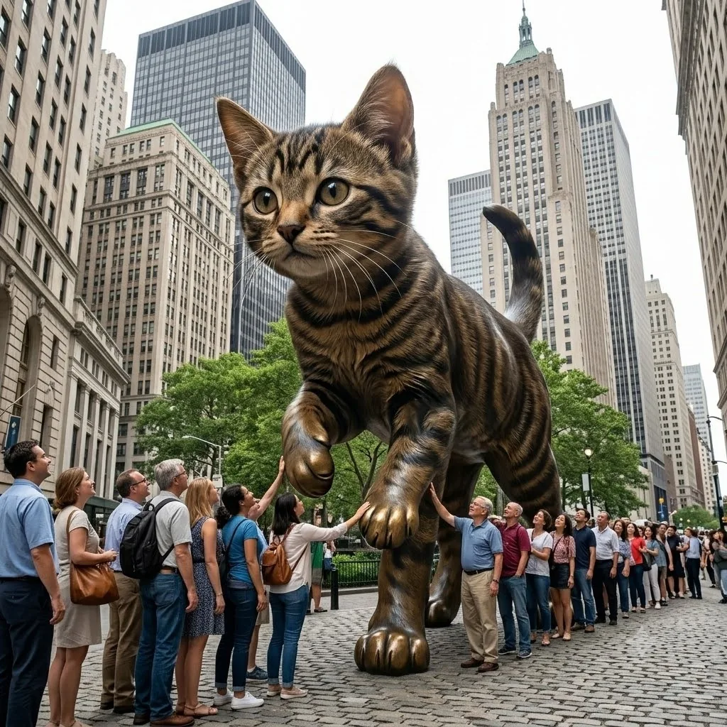 Giant bronze Cate statue on Wall Street